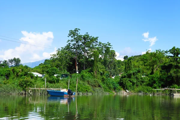 Campo con lago — Foto de Stock