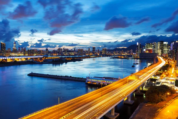 Hong kong skyline por la noche —  Fotos de Stock