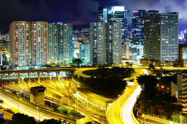 Downtown city at night — Stock Photo, Image