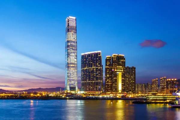 Kowloon área à noite — Fotografia de Stock