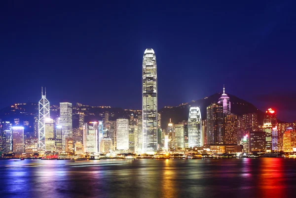 Χονγκ Κονγκ Skyline τη νύχτα — Φωτογραφία Αρχείου