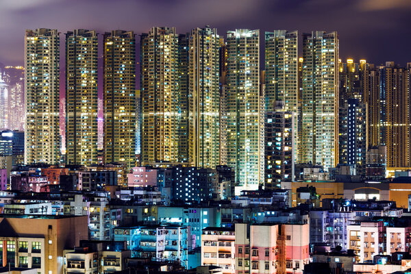 Skyscraper in Hong Kong at night