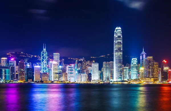 Hong kong skyline à noite — Fotografia de Stock