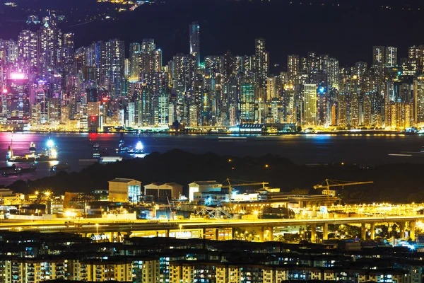 Hong kong ciudad por la noche — Foto de Stock