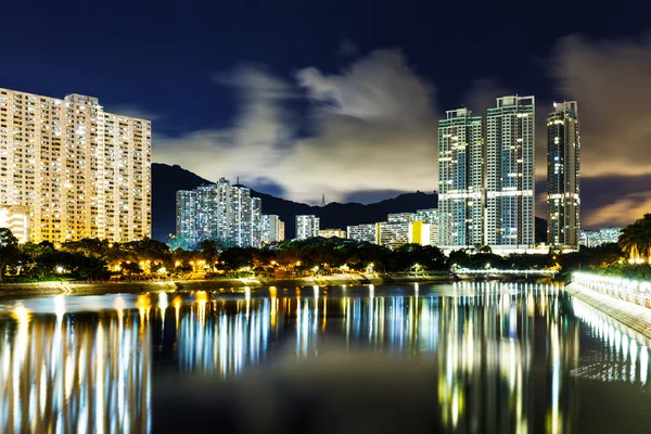 Нових територій в Hong Kong вночі — стокове фото