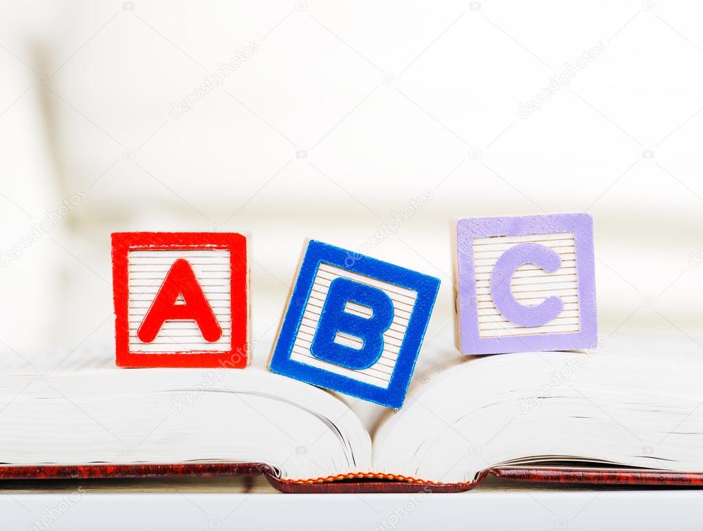 Alphabet block with ABC on book