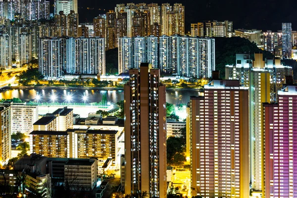 Hong kong bir binada gece — Stok fotoğraf