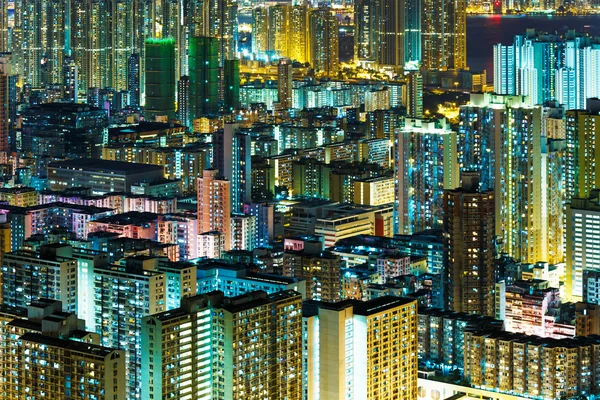 Kowloon în centru noaptea — Fotografie, imagine de stoc
