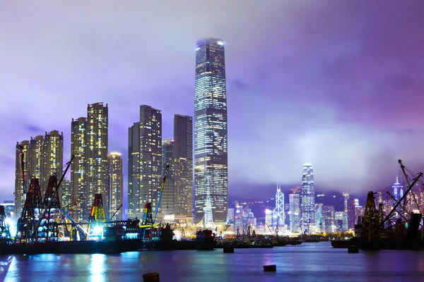 Hong kong skyline di notte — Foto Stock