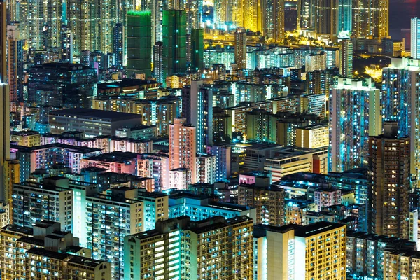 Kowloon downtown in Hong Kong at night — Stock Photo, Image