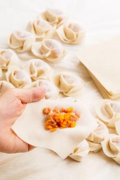 Fabricação do bolinho chinês — Fotografia de Stock