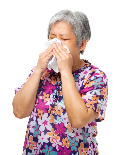 Estornudo asiático ancianos — Foto de Stock