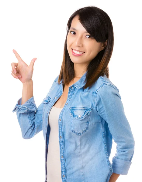 Asian woman with hand gesture — Stock Photo, Image