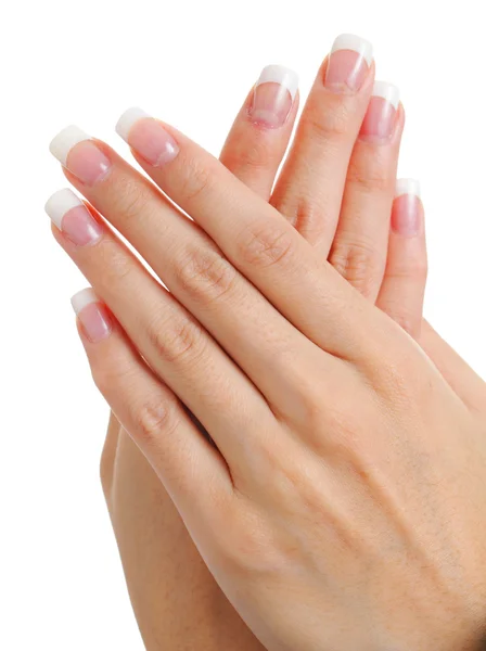 Manicure em mãos femininas — Fotografia de Stock