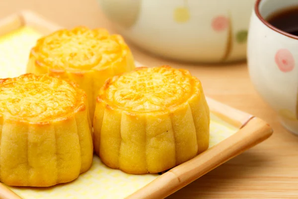 Chiński mooncake i herbata — Zdjęcie stockowe