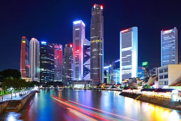 Singapore stad skyline 's nachts — Stockfoto