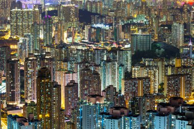 gece hong Kong Cityscape