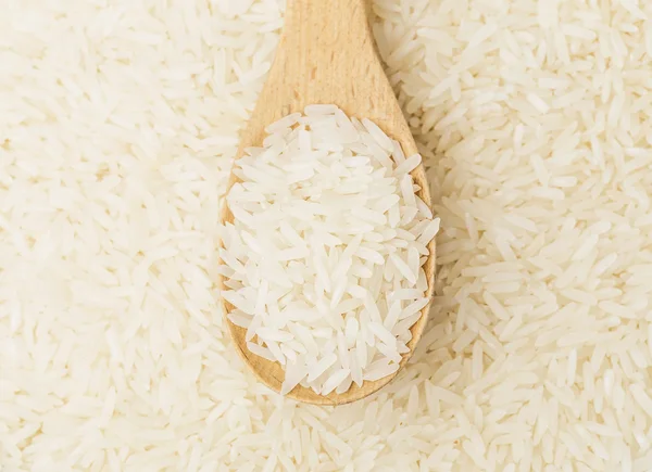 Arroz blanco con cucharadita — Foto de Stock