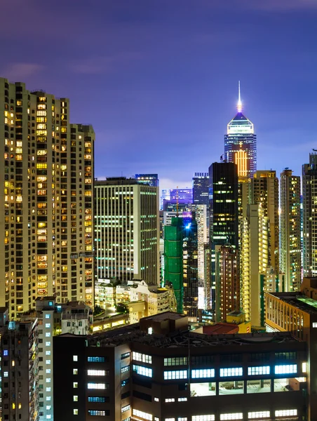 Hong kong skyline di notte — Foto Stock