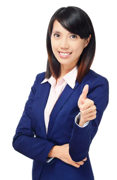 Asiatico business donna con pollice su — Foto Stock