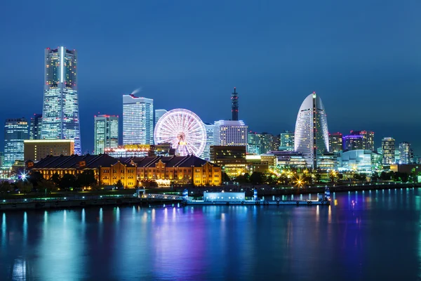 Yokohama manzarası, gece — Stok fotoğraf