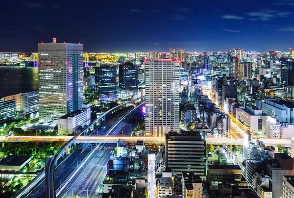 Tokio miasto krajobraz w nocy — Zdjęcie stockowe