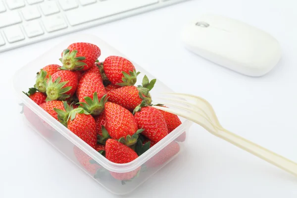Healthy lunch box on office desk — Stock Photo, Image