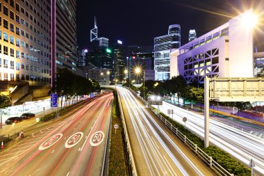 Busy traffic on highway at night