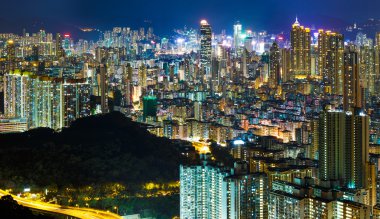 Hong Kong şehrinin hava görüntüsü