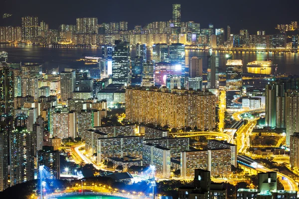 Hong kong skyline di notte — Foto Stock