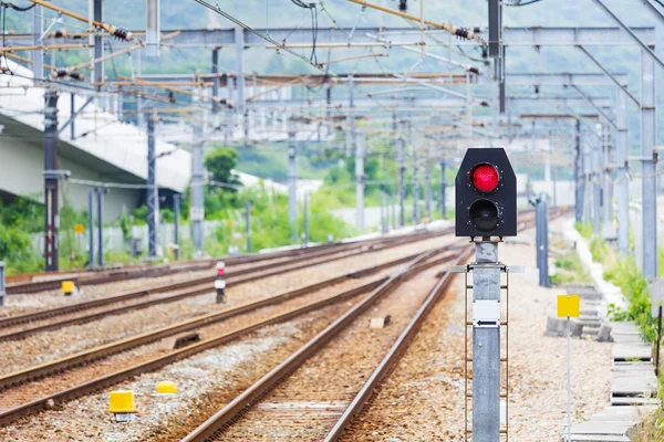 Vlak železniční signalizační světlo — Stock fotografie