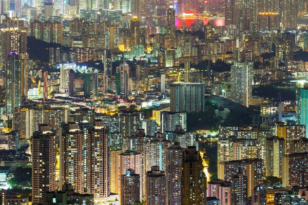 Paesaggio urbano a Hong Kong di notte — Foto Stock