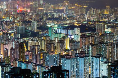Hong Kong şehrinin hava görüntüsü