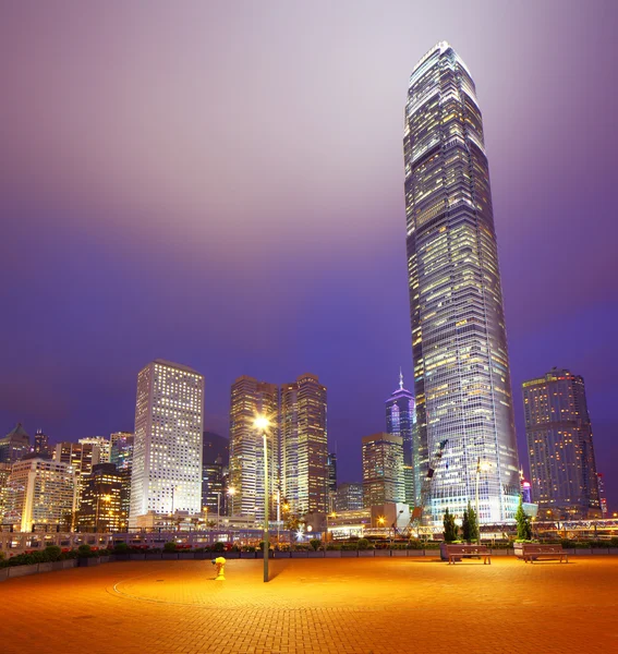 Hong kong skyline 's nachts — Stockfoto