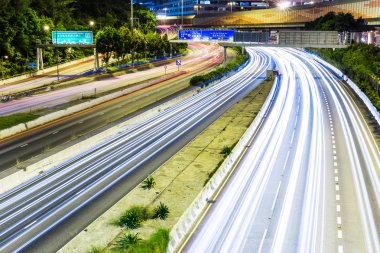 Busy traffic on highway at night
