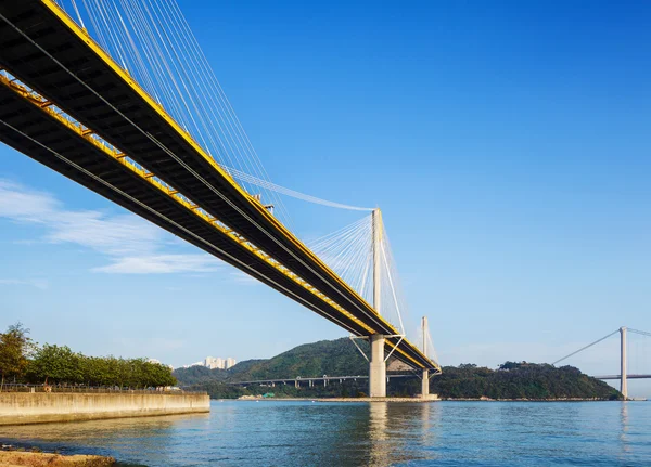 Puente colgante Ting Kau y Tsing Ma en Hong Kong — Foto de Stock