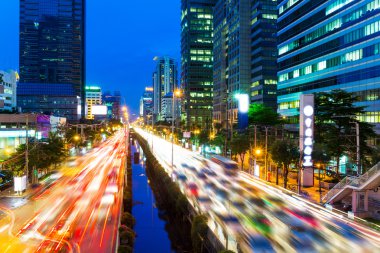 Bangkok manzarası ve trafik sıkışıklığı