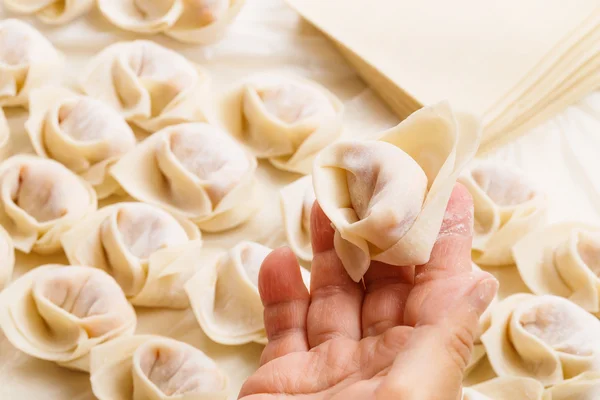 Förpackning av kinesisk dumpling — Stockfoto