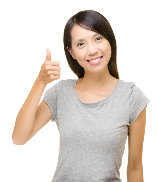 Азиатская женщина похвала с большим пальцем вверх — стоковое фото