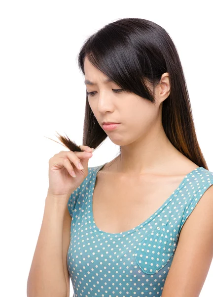 Asian woman with hair problem — Stock Photo, Image