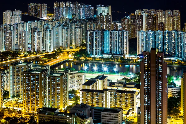 Město v hong kong v noci — Stock fotografie