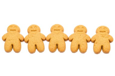 gingerbread çerezleri üzerinde beyaz izole