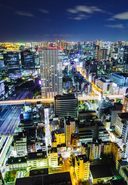 Urban city in Tokyo at night