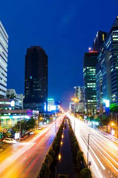 Bangkok city and traffic trail — Stock Photo, Image