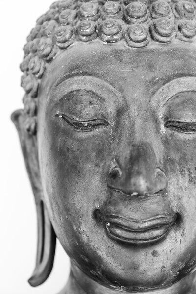 Black Buddha head statue