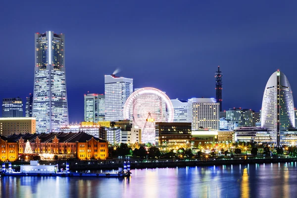 Yokohama skyline på natten — Stockfoto