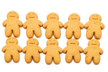 gingerbread çerezleri üzerinde beyaz izole