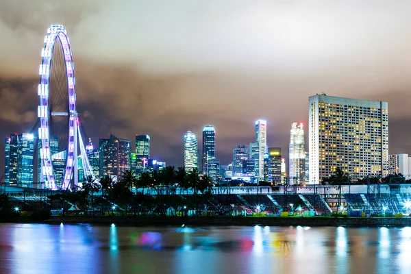 Panorama singapore w nocy — Zdjęcie stockowe