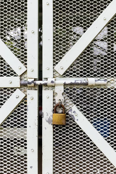 Pintu logam dengan kunci — Stok Foto
