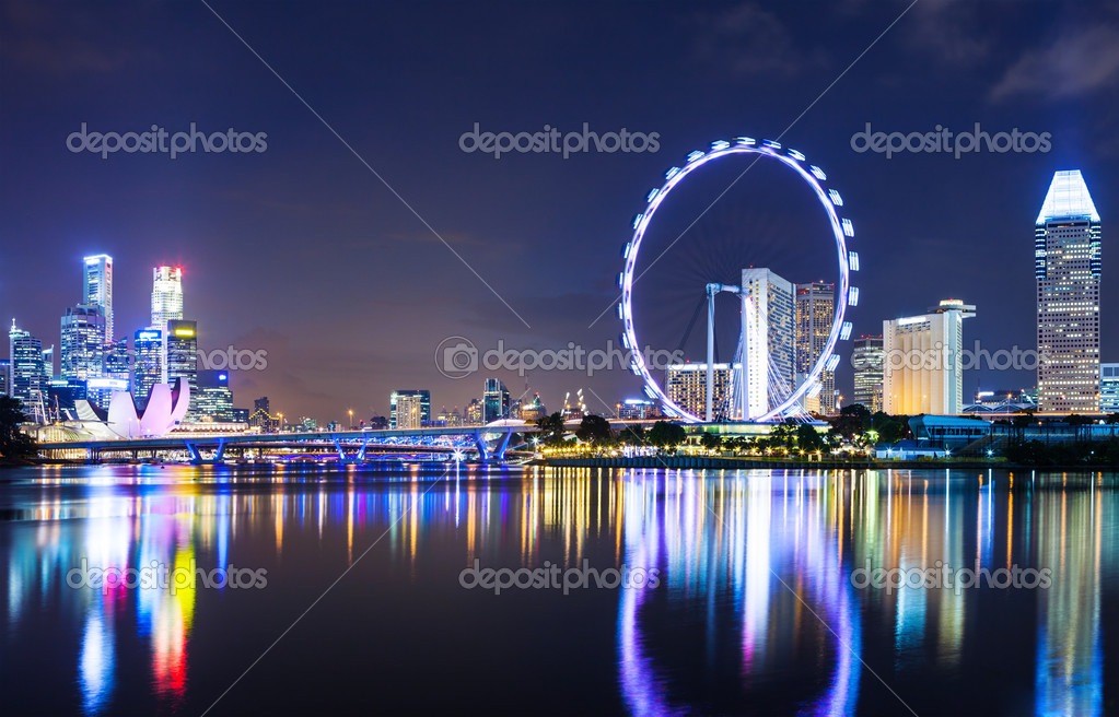 Фотообои Singapore city skyline at night